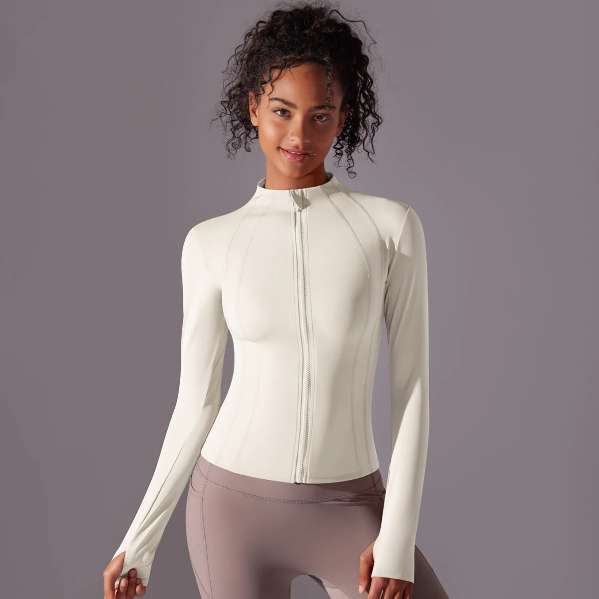 Women's Full-Zip Sports Jacket – Stretch Fit & Thumbholes