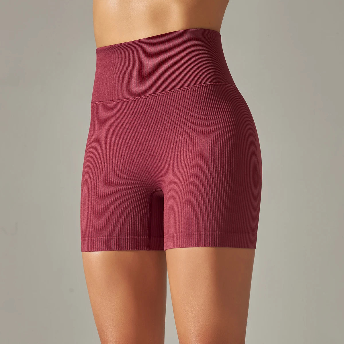 Ribbed Seamless High-Waist Shorts – Comfortable & Supportive