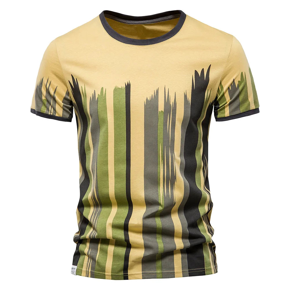 Men's Printed Cotton T-Shirt – Short Sleeve O-Neck Streetwear