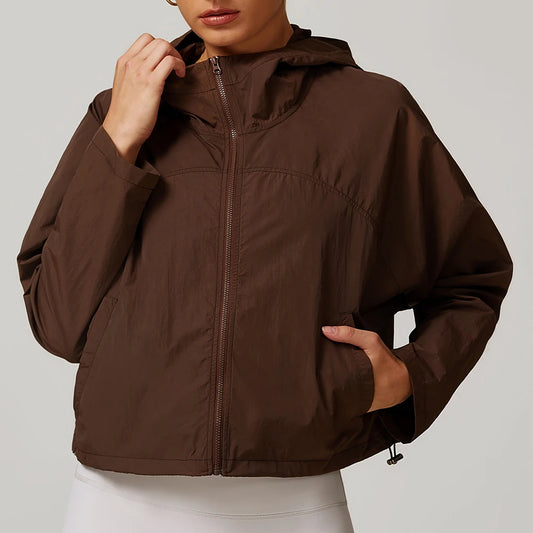 Women's Hooded Sports Jacket – Windproof & Lightweight