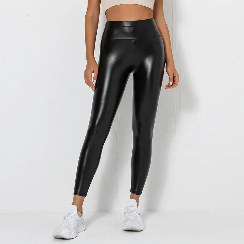 High-Waist Leather-Look Leggings