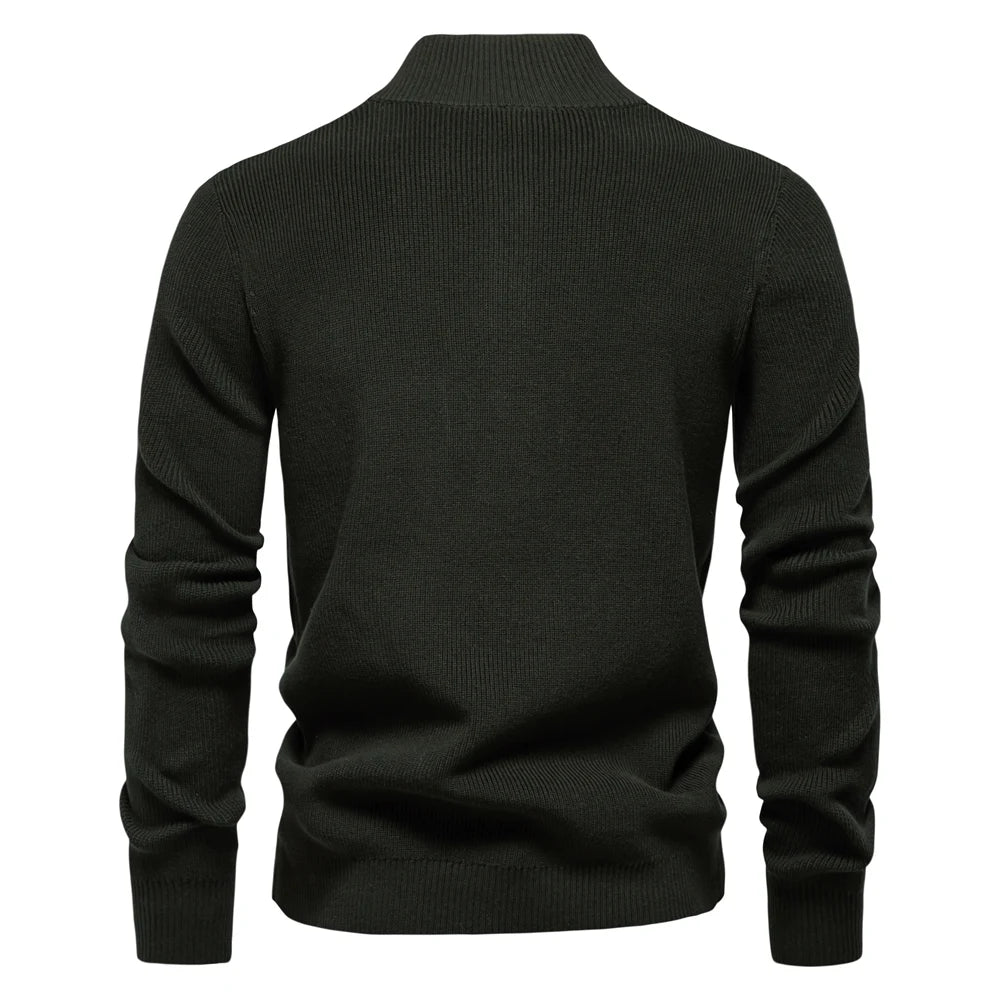 Men’s Cotton Mock Neck Button-Up Sweater