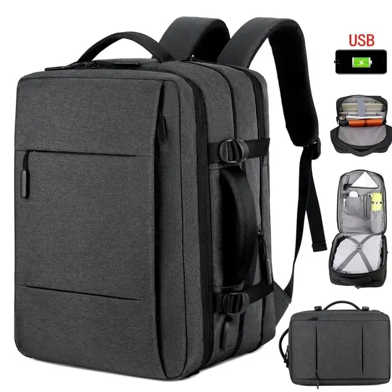 Expandable Waterproof Travel Backpack with USB Port