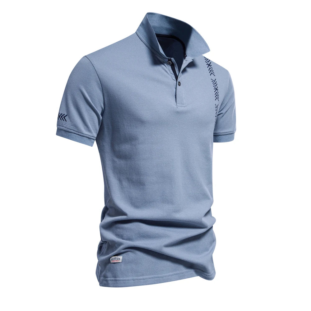 Men's 100% Cotton Polo Shirt - Embroidered Short Sleeve