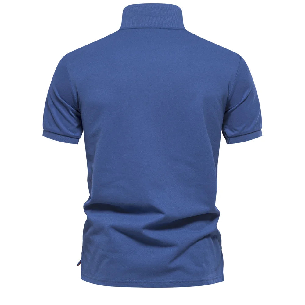 Men’s Gradient Printed Cotton Blend Polo Shirt – Summer Short Sleeve