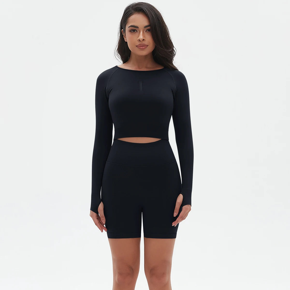 2-Piece Seamless Set with Top & High-Waist Shorts